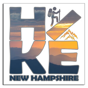 12203 - Hike NH Sunrise Silhouette - 4" Vinyl Die-cut Sticker